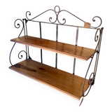 Wrought iron folding shelf