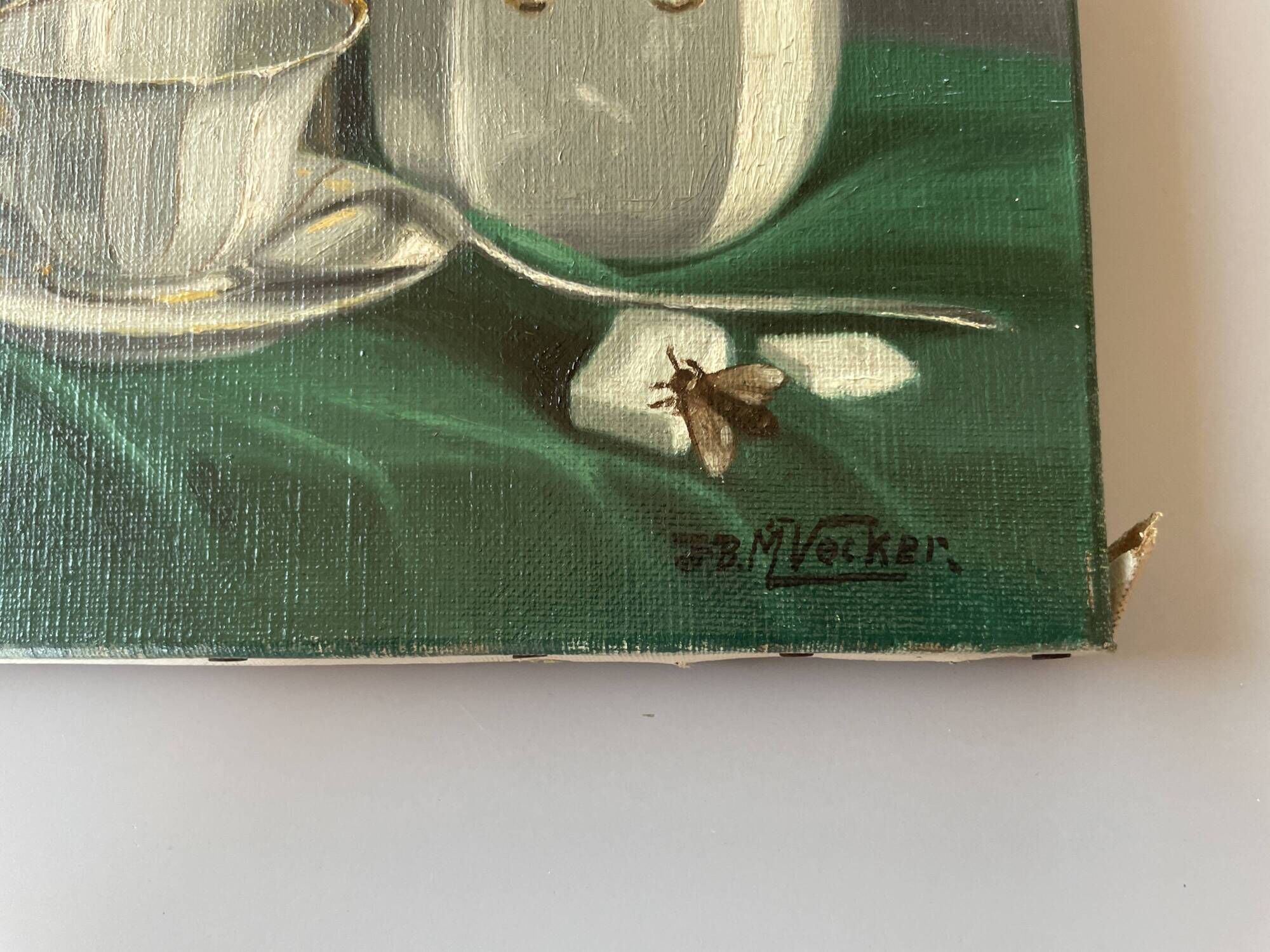 Oil painting on canvas jb maurice vecker (1896-1998) still life