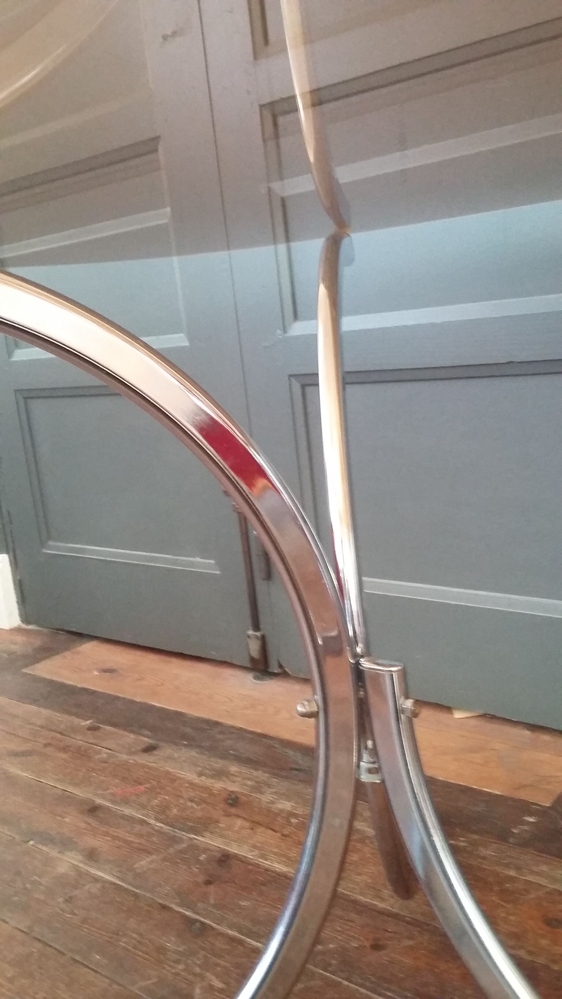 Vintage dining table glass and chrome 1970