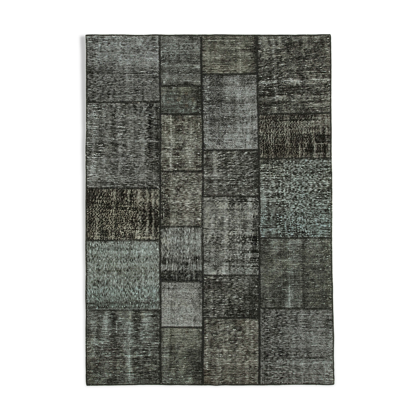 Handmade Anatolian Vintage 171 cm x 242 cm Black Patchwork Carpet