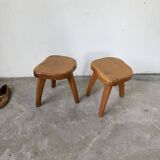 Pair of Henri Bataille oak stools