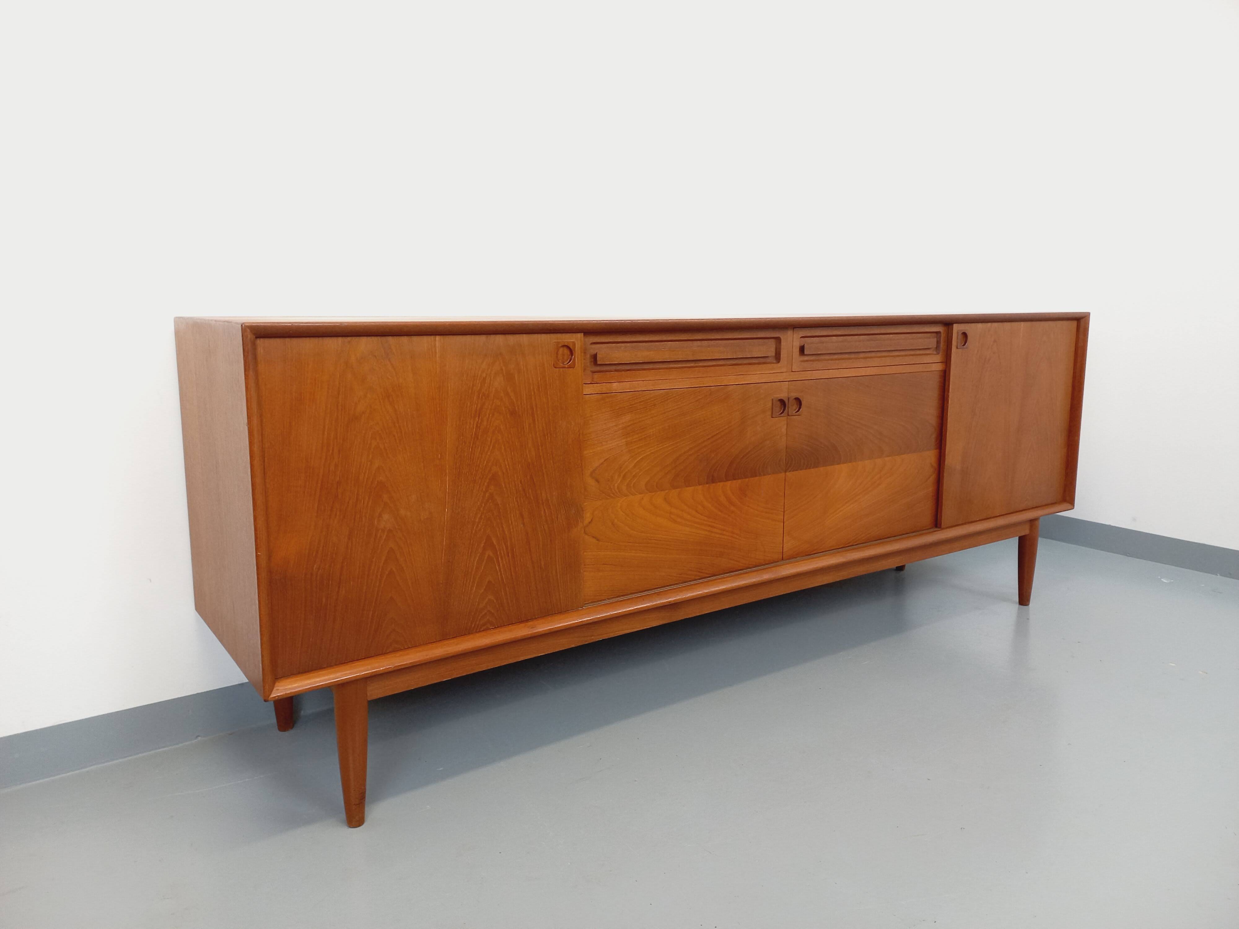 Vintage Scandinavian teak sideboard from the 60s by designer Edvard Valentinsen for Samcom
