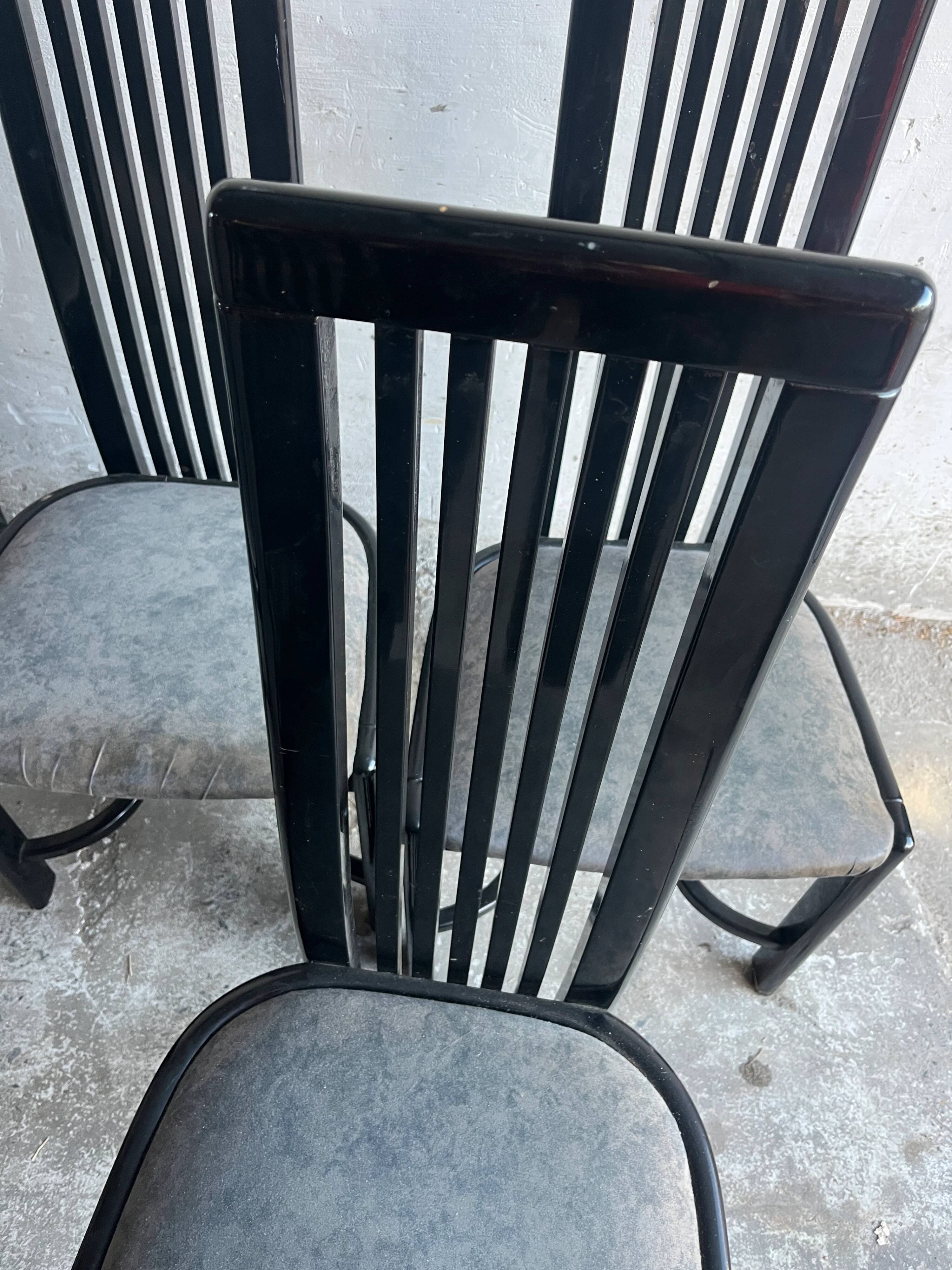 Set of 6 vintage black dining chairs