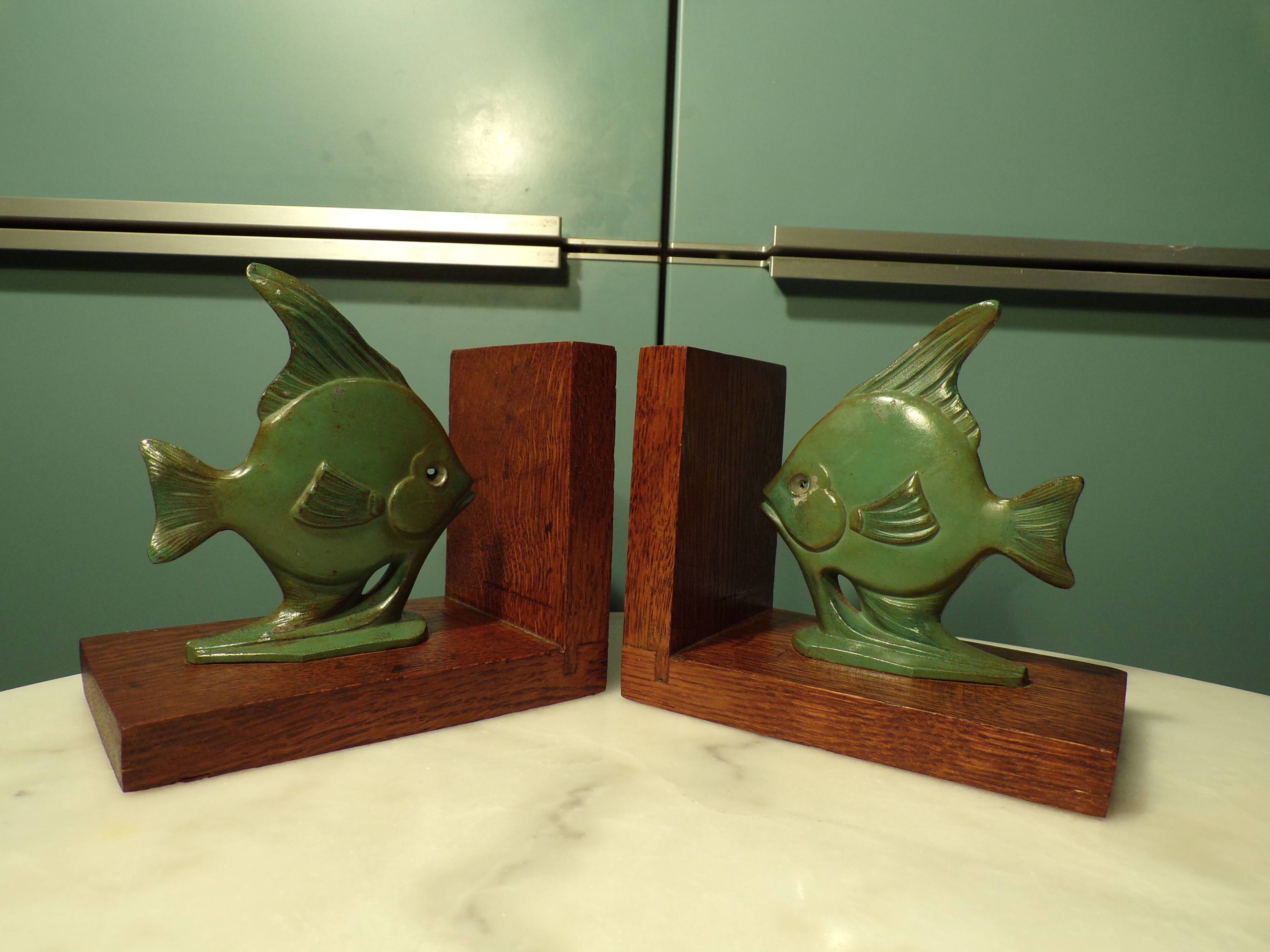 Pair of 1930s fish bookends