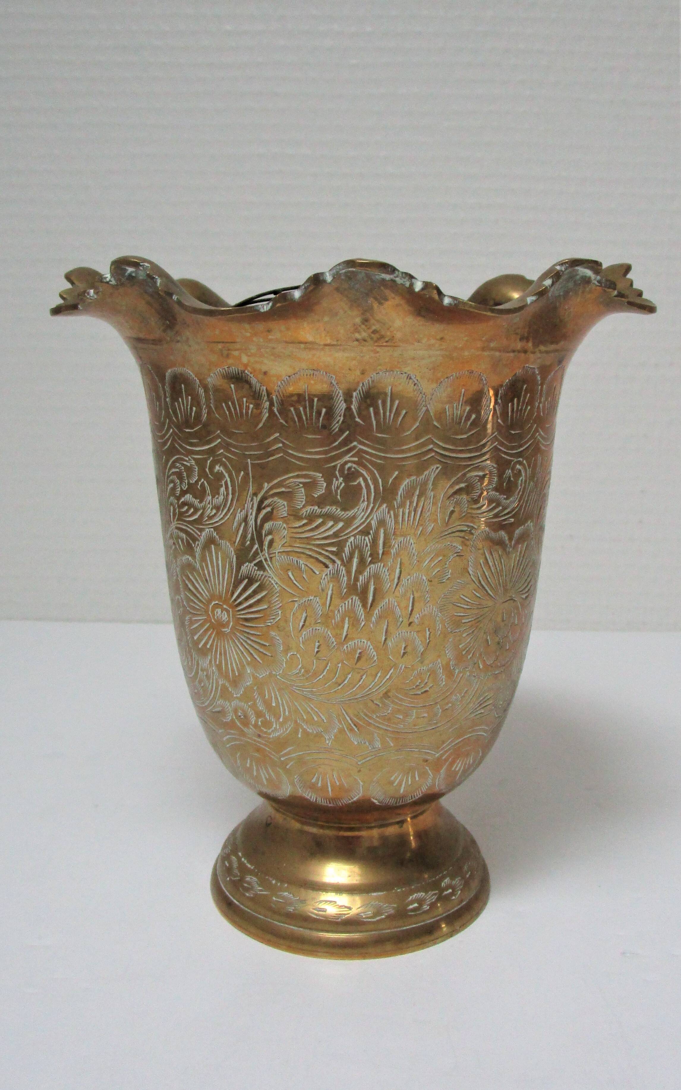 Vintage solid brass flower spike vase