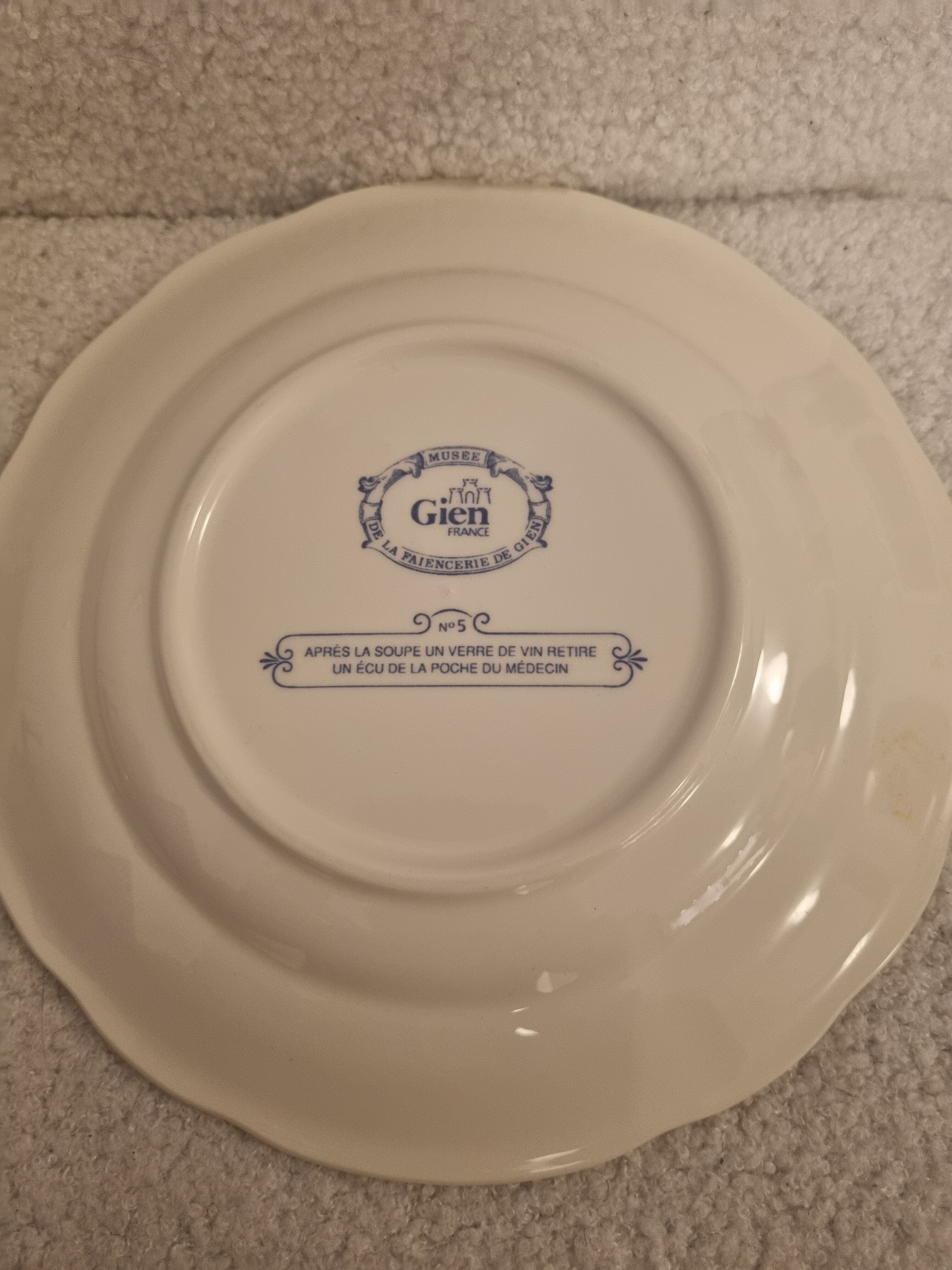 4 old plates talking rebus by factory of Gien