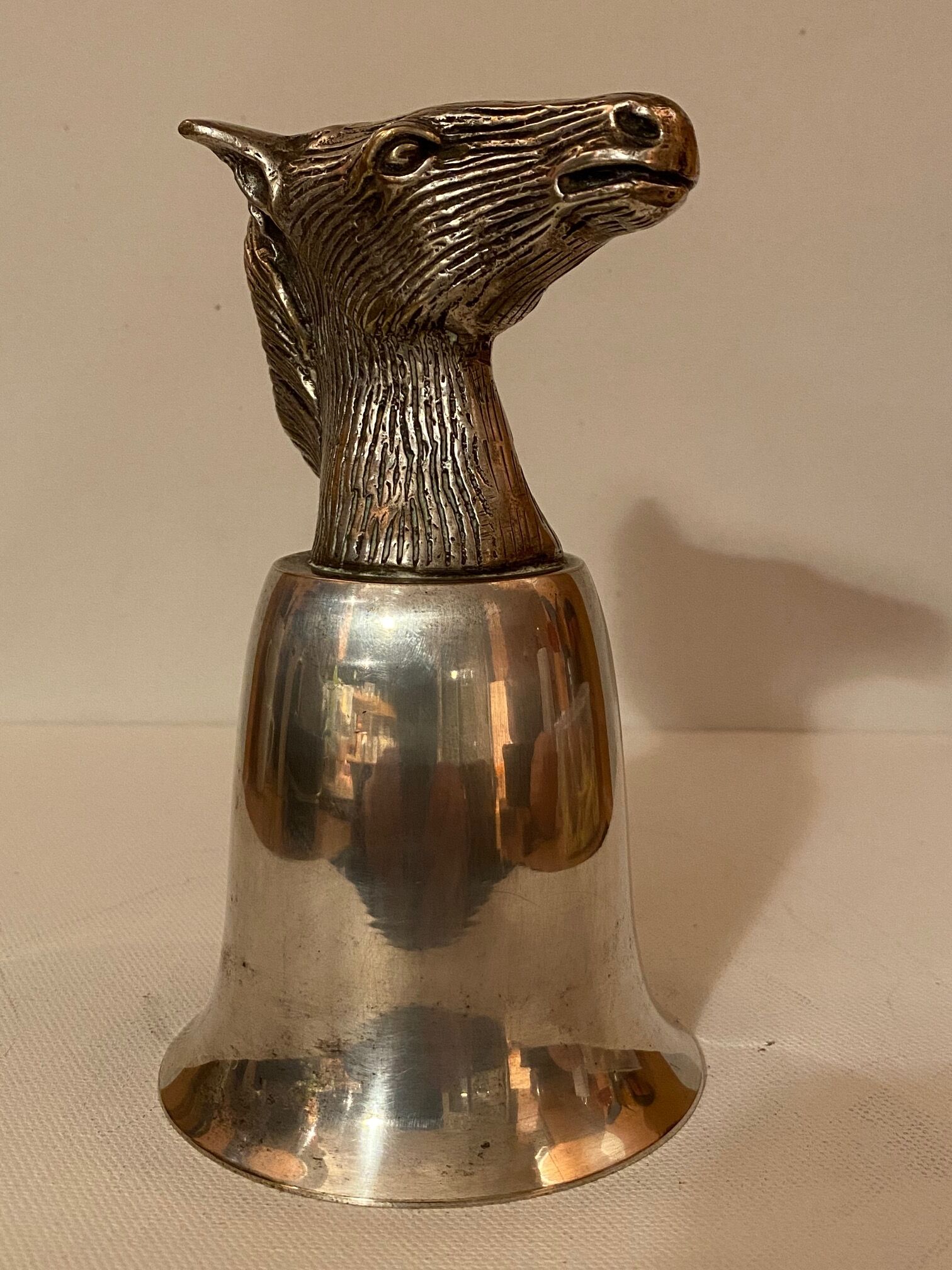 Calice or silver metal glass 19th century horse head