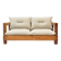 Solid oak two-seater sofa rebuilt in 100% virgin wool