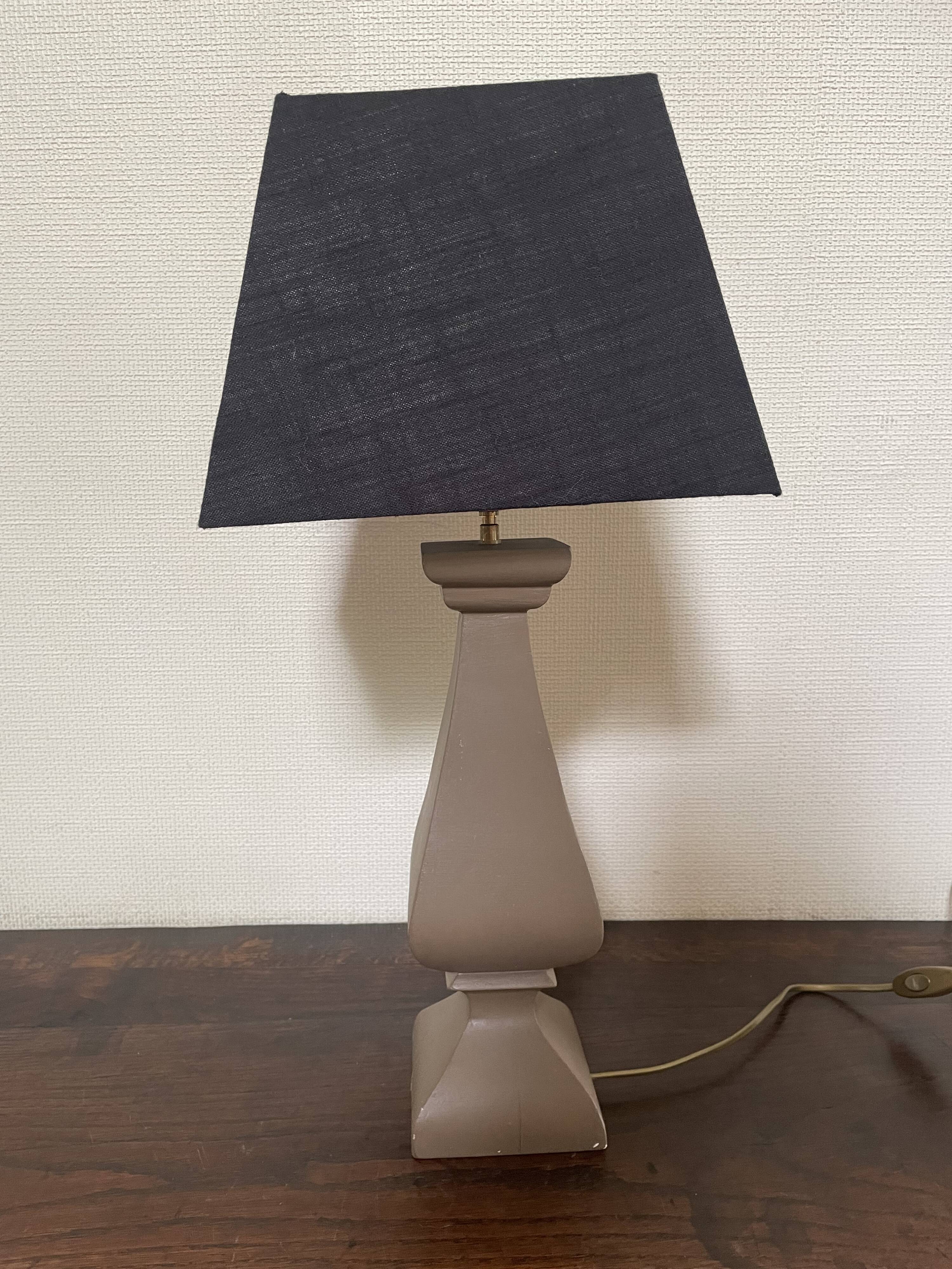 Turned wood lamp