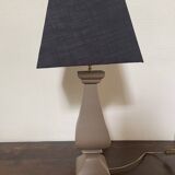 Turned wood lamp