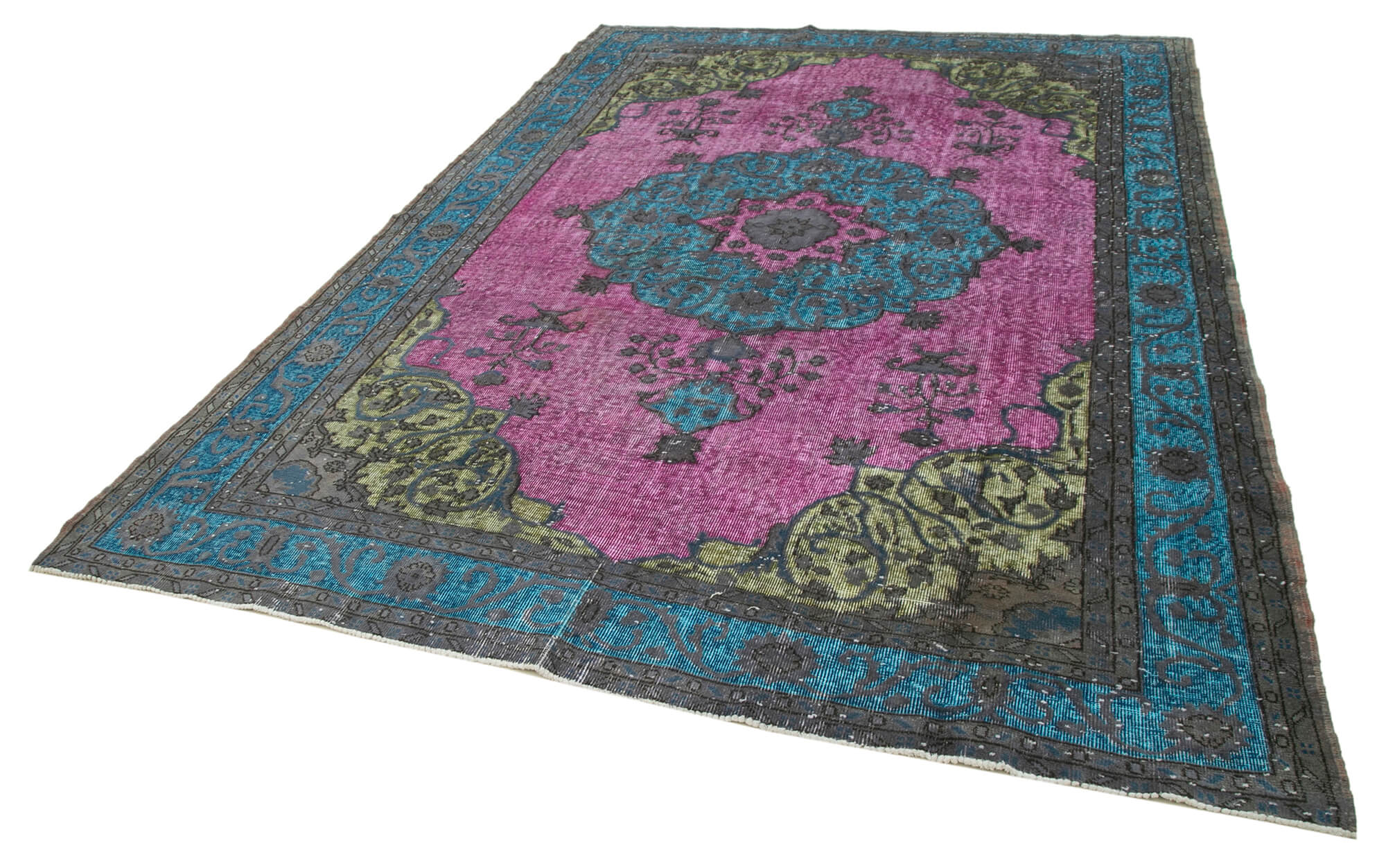Handmade Antique Turkish 1980s 227 cm x 319 cm Pink Rug