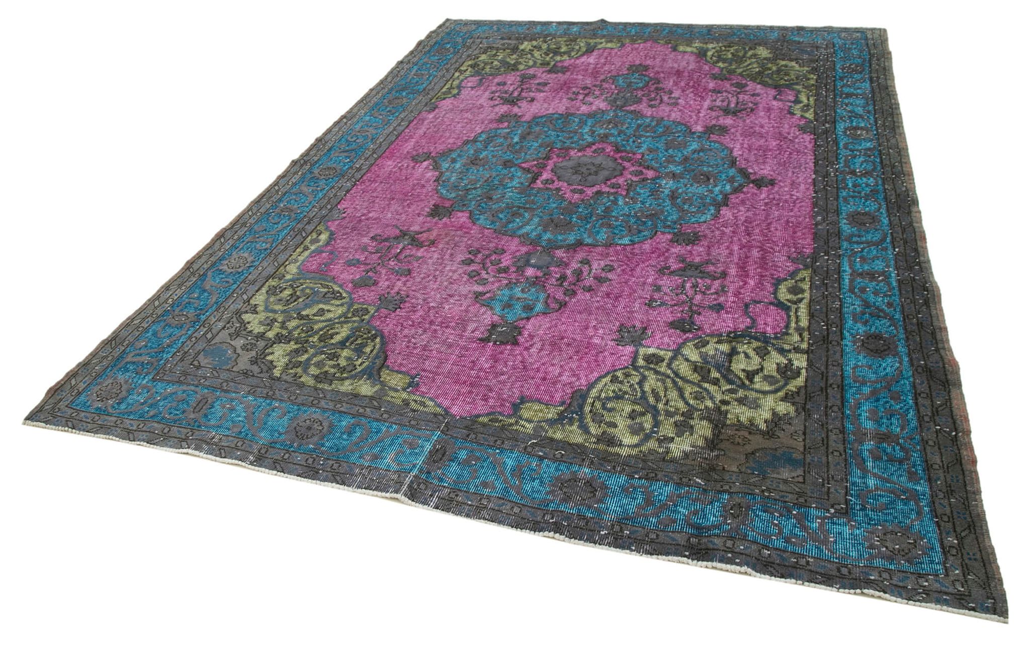 Handmade Antique Turkish 1980s 227 cm x 319 cm Pink Rug