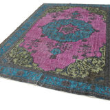 Handmade Antique Turkish 1980s 227 cm x 319 cm Pink Rug