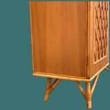 Armoire rotin et pieds compas 1960