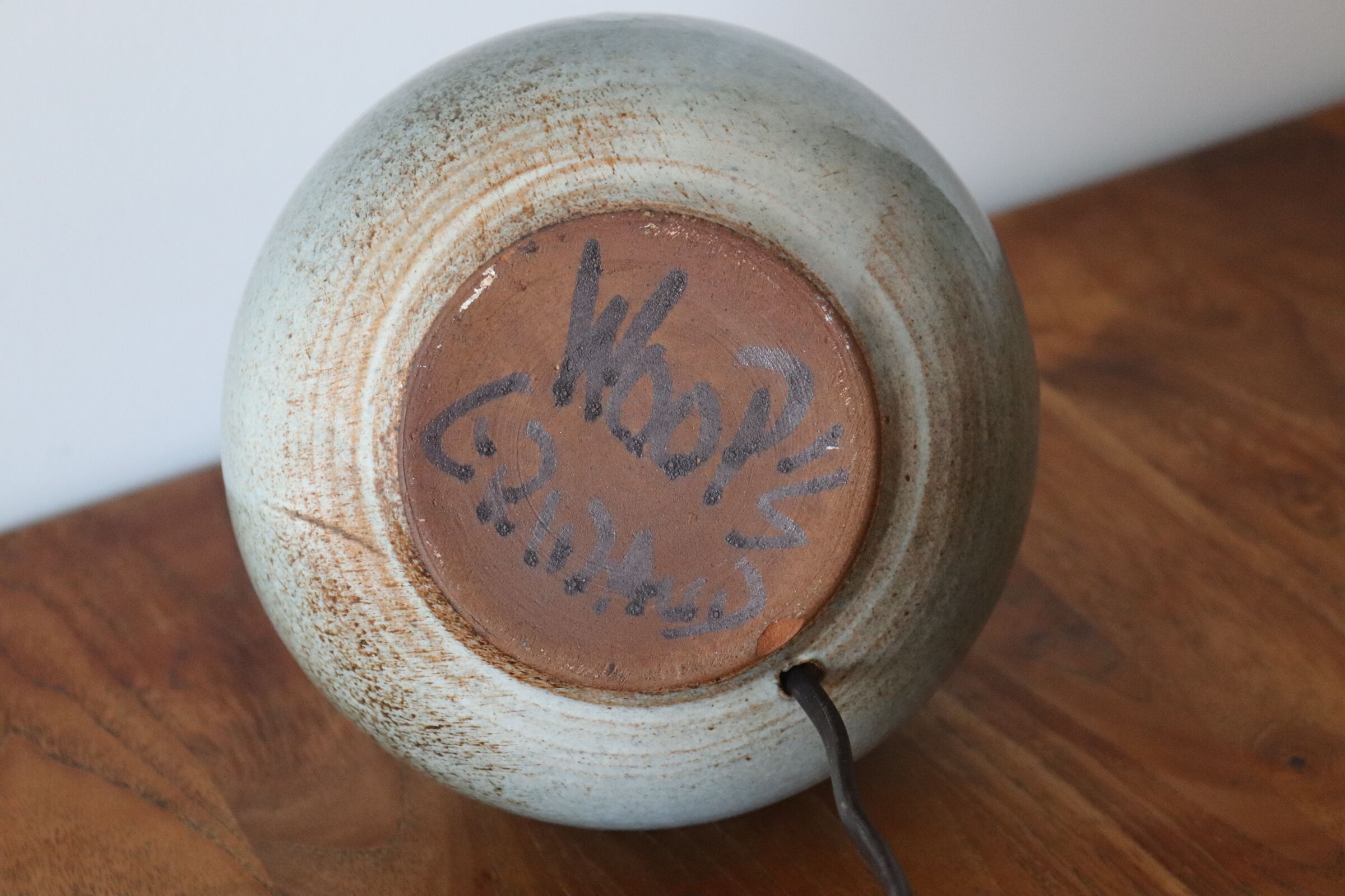 Blue ceramic ball lamp foot