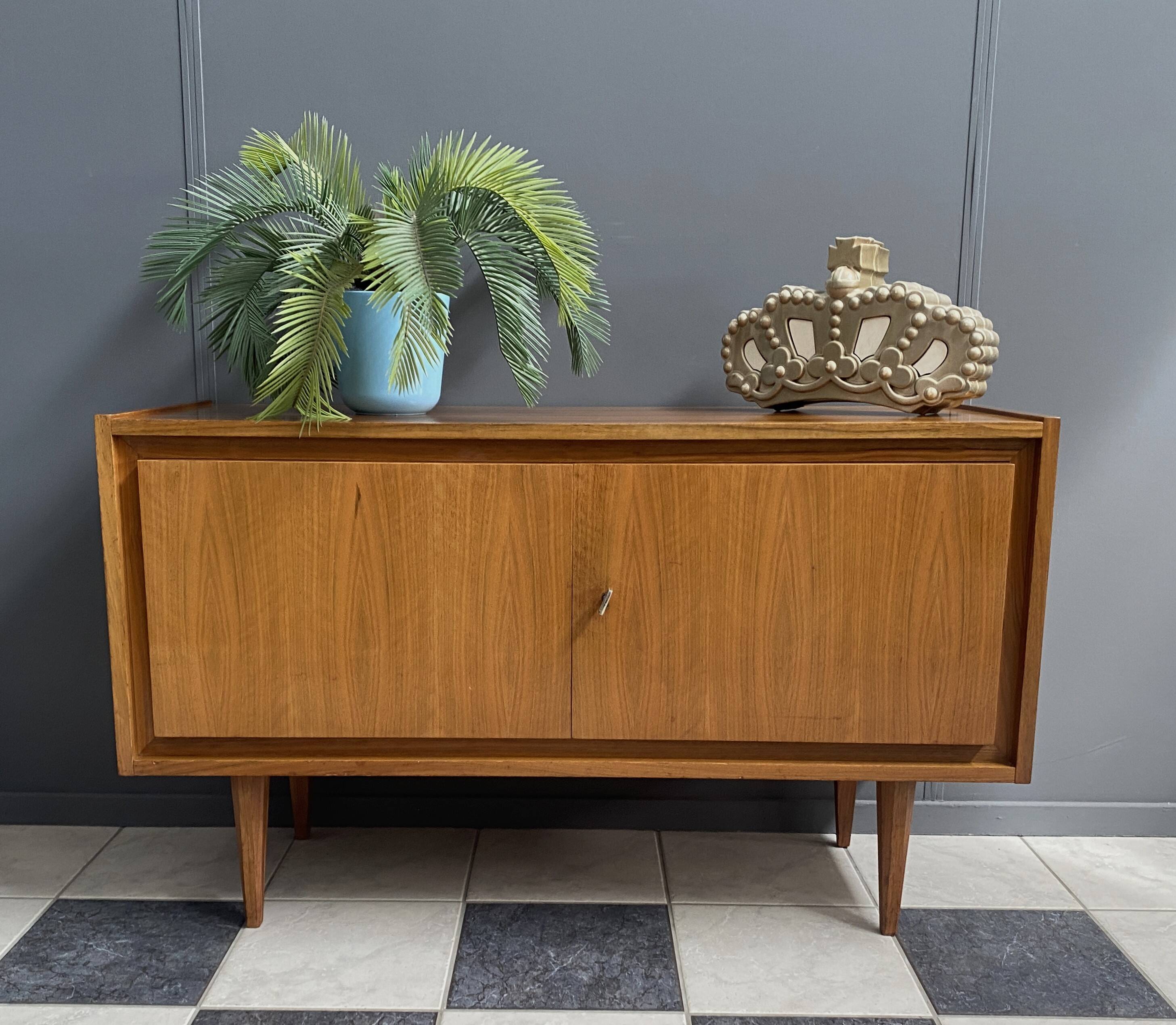 2-door wood sideboard or Record cabinet 1970s