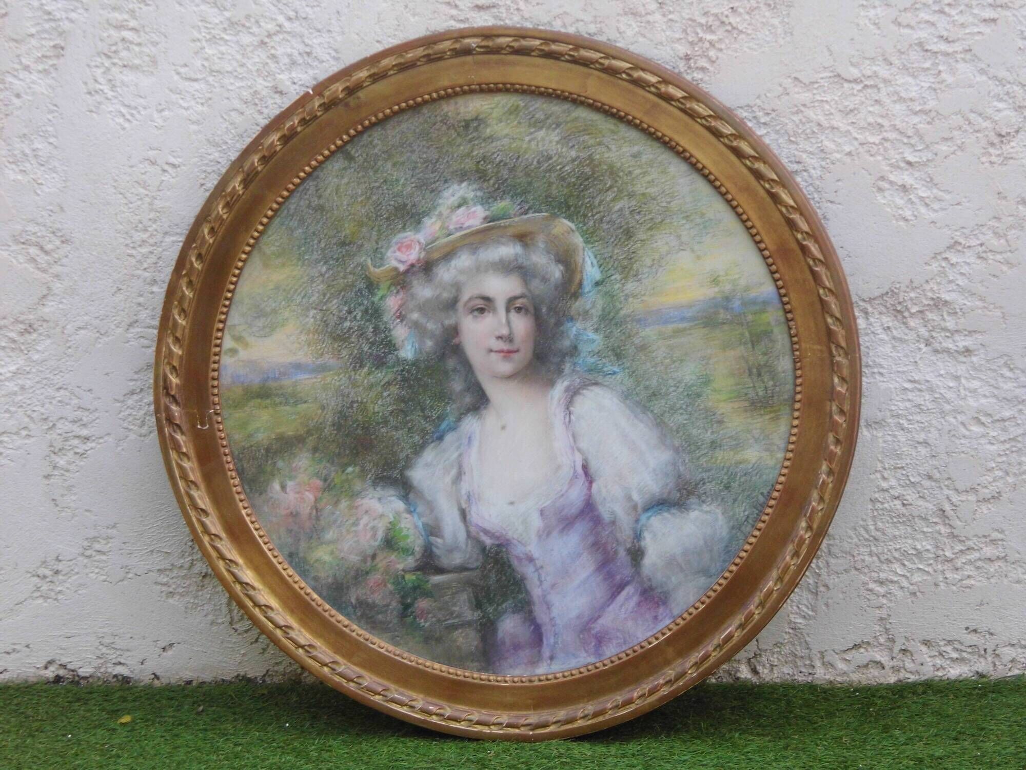 Marie-Louise medallion painting 19th century pastel signed L.Tailleferie tbe