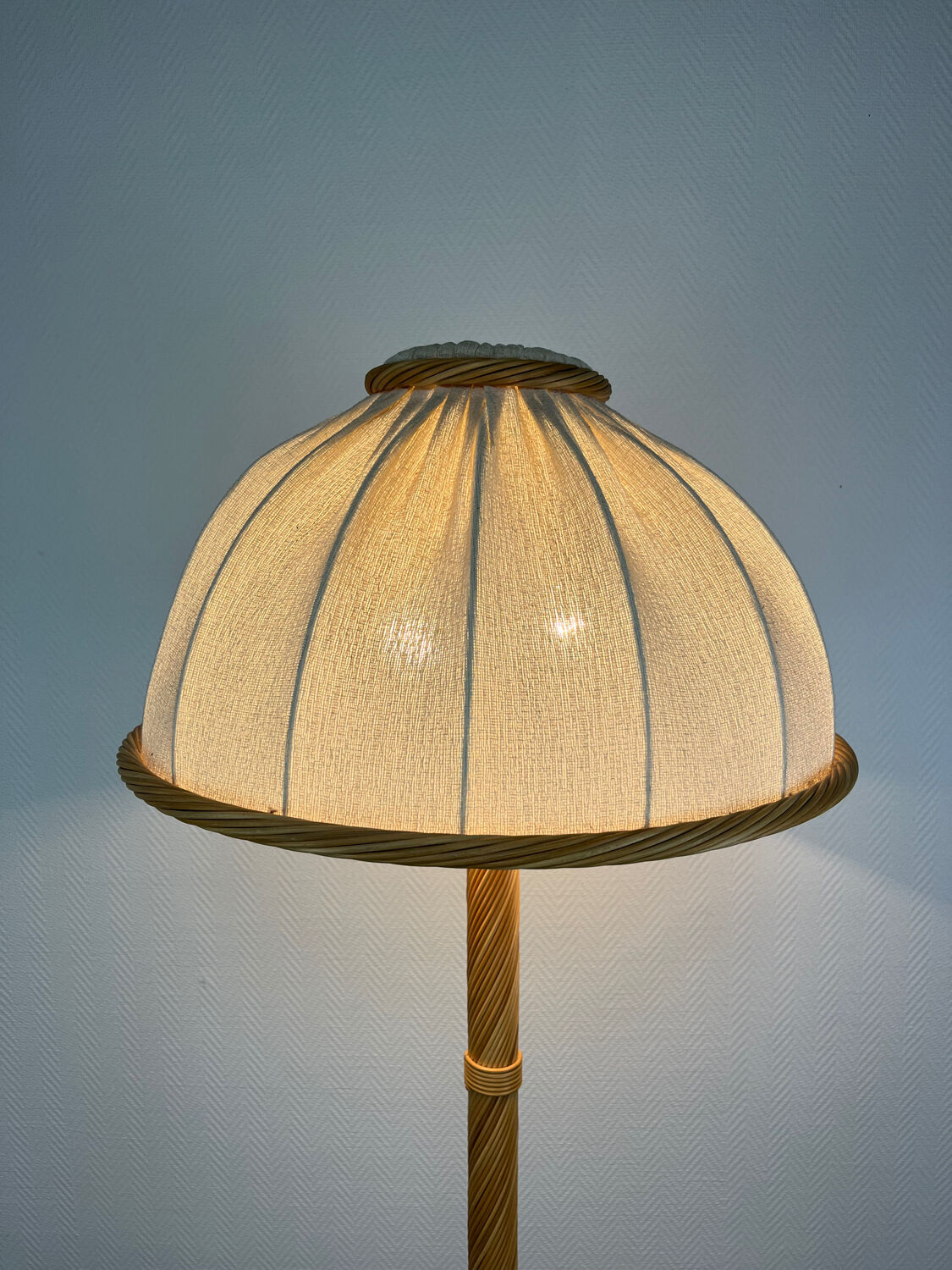 1970s rattan floor lamp