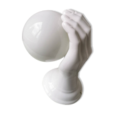 Hand-shaped vintage ceramic table lamp or lamp with a 1980s white glass ball
