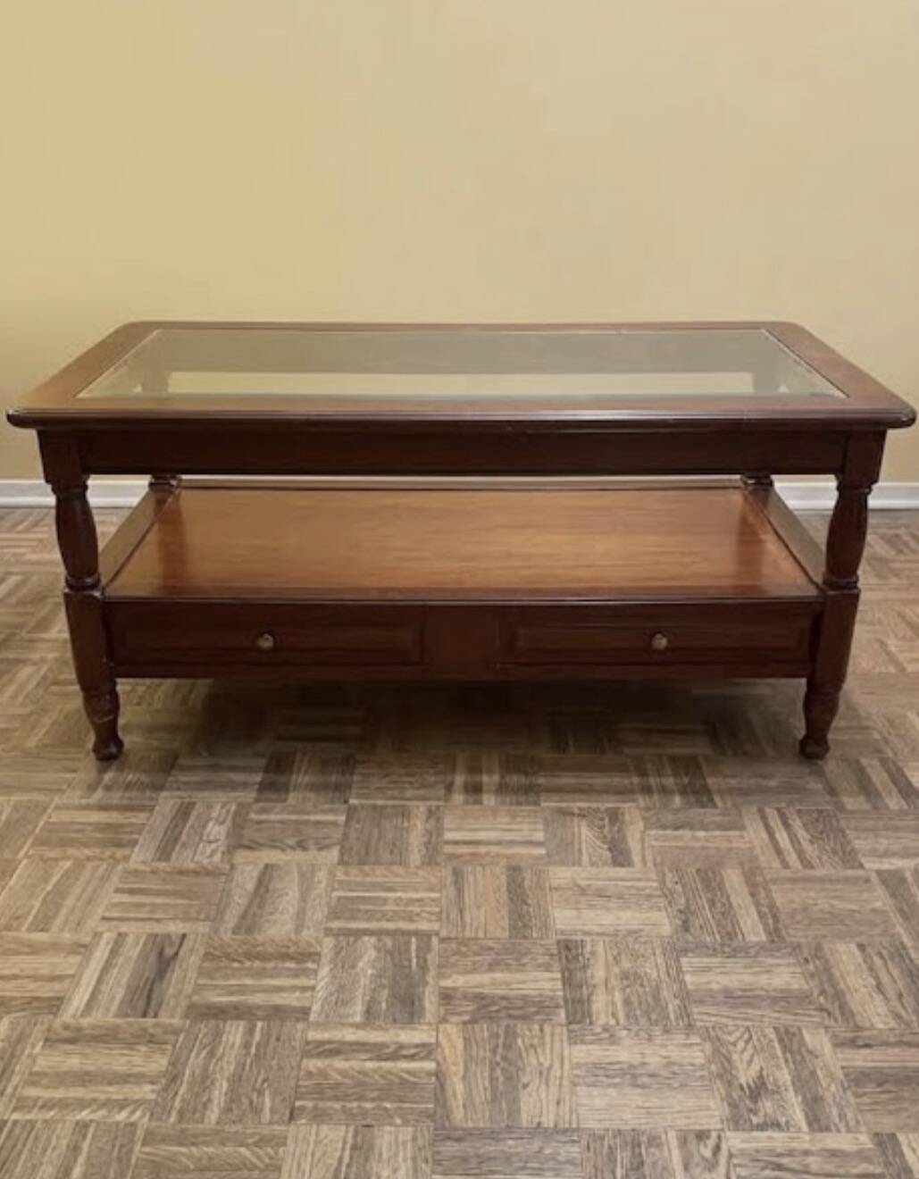 Wood and glass coffee table