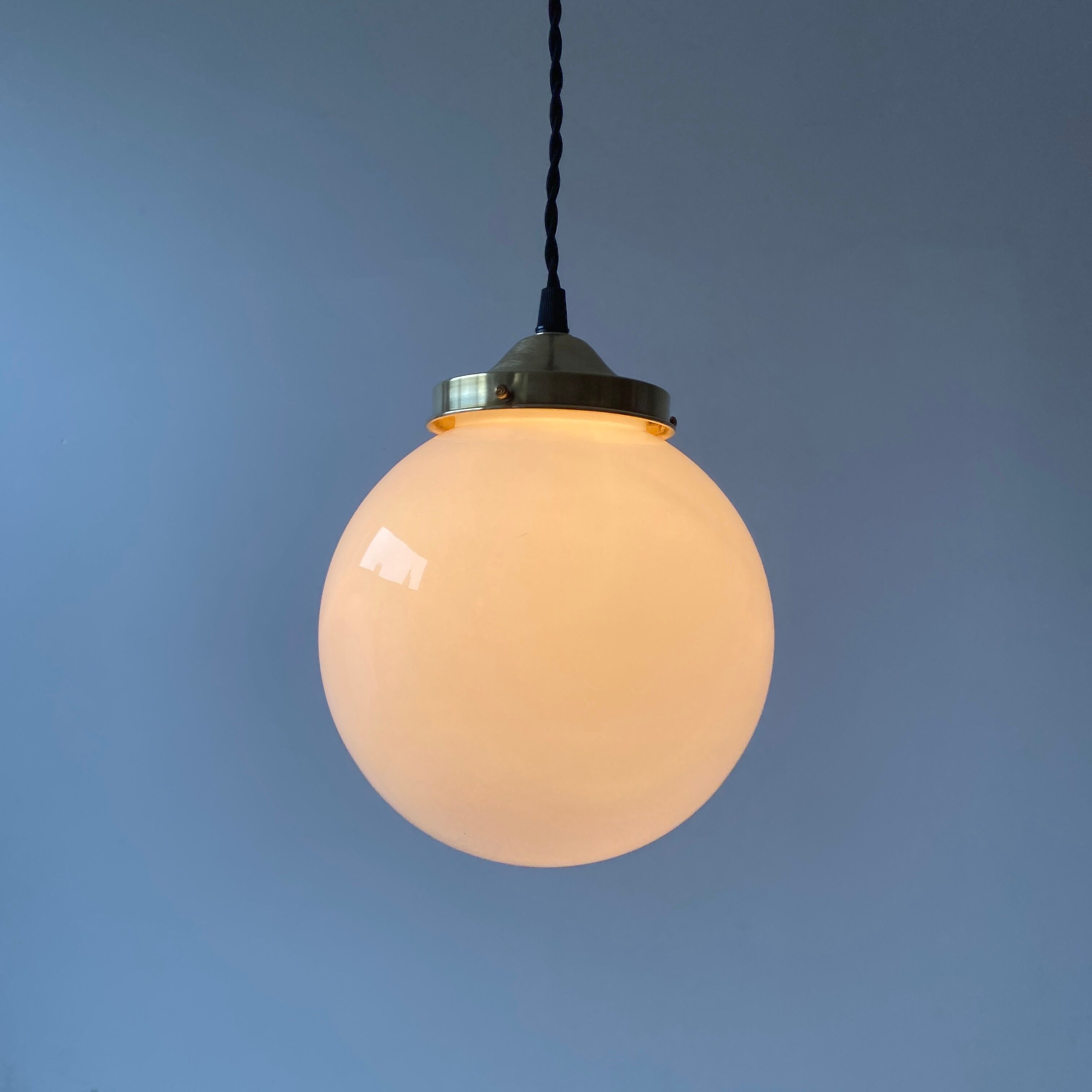 Pair of old opaline pendant lamp 18 cm vintage