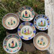 6 Quimper plates with old ceramic characters