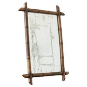 Large faux bamboo mirror in solid wood and patinated mirror, early 20th century.