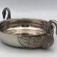 Cut vintage pocket tray in silver metal, swan-shaped handles
