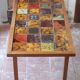 1960s geometric tiled brutalist coffee table by Jean Gregorieff