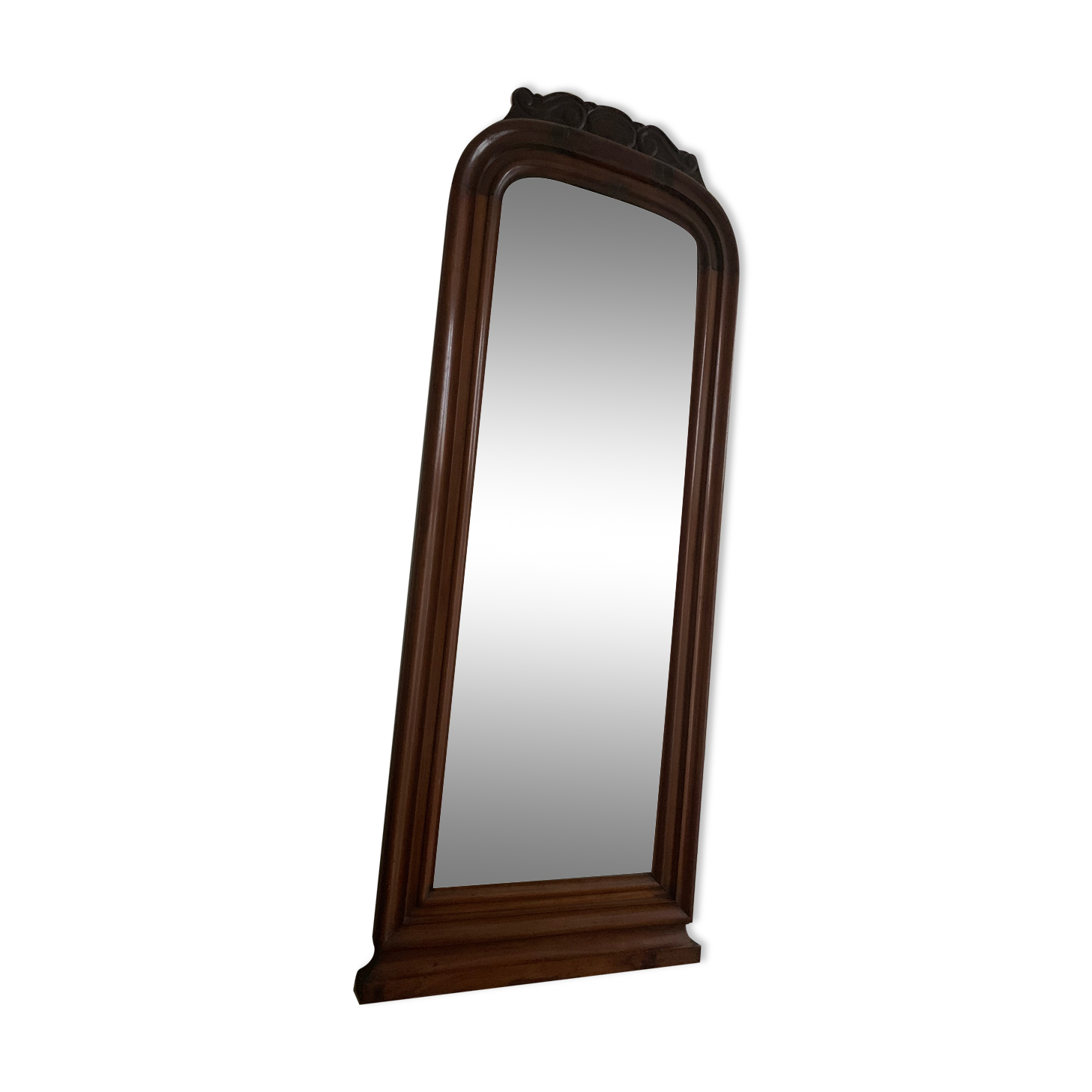 Antique mirror with mahogany frame and silver patinated mirror
