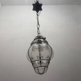 Large Murano Glass Wrought Iron Light Pendant 1950’s