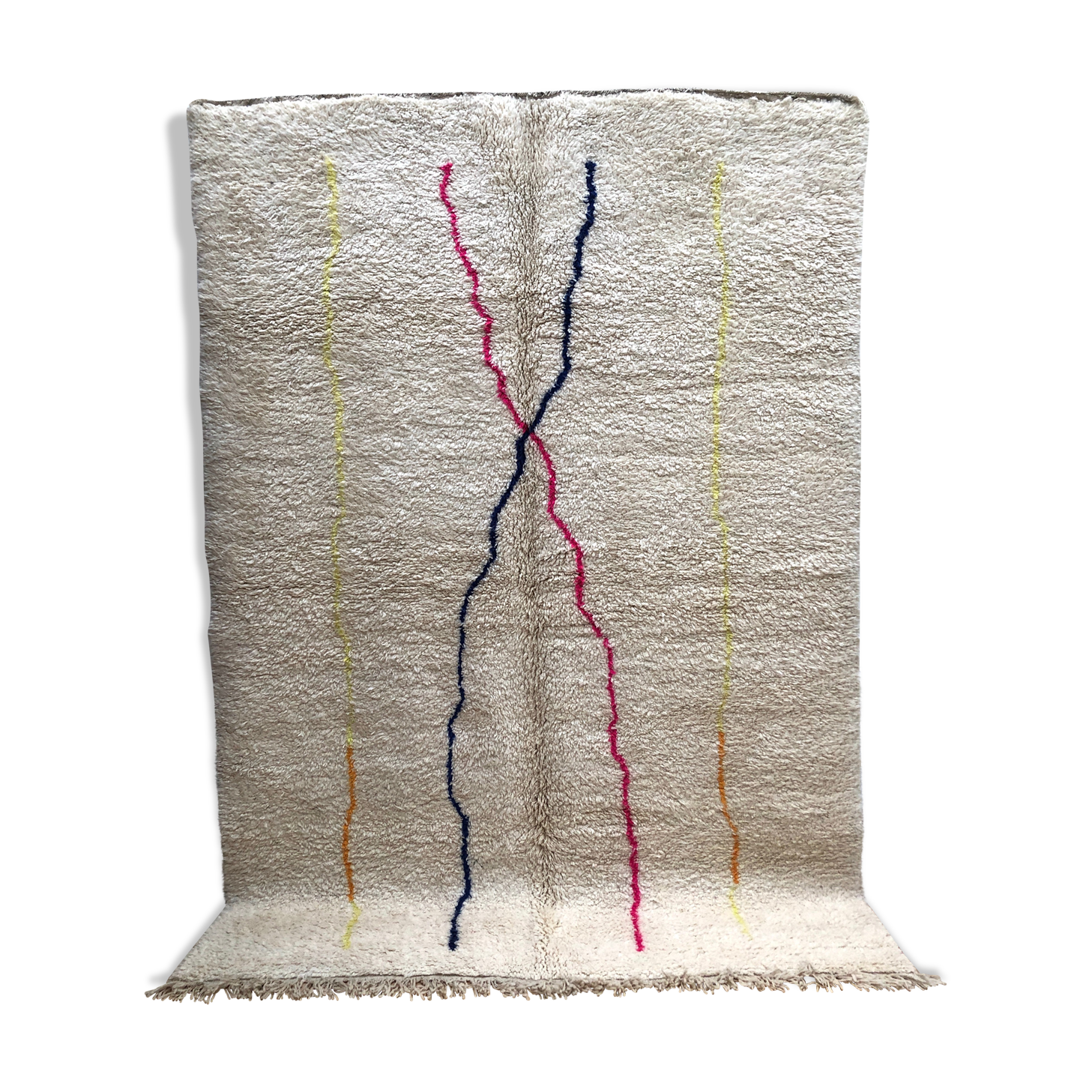 Moroccan Berber carpet Beni Ouarain with colorful lines 3.03x1.96m