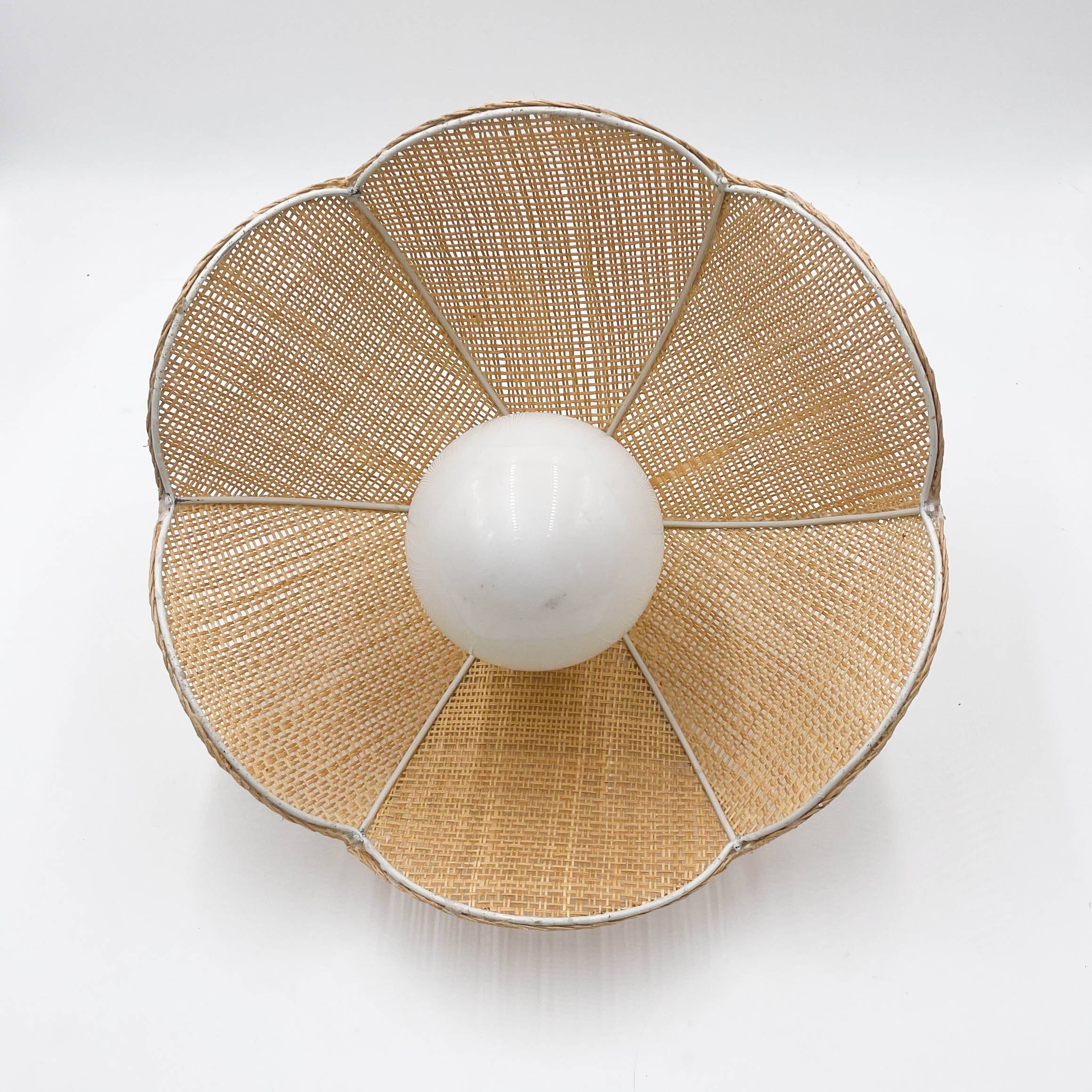 Vintage wicker flower pendant light