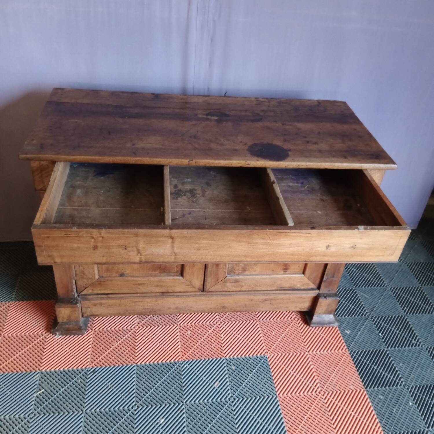 Two-door sideboard, walnut sideboard, antique sideboard.