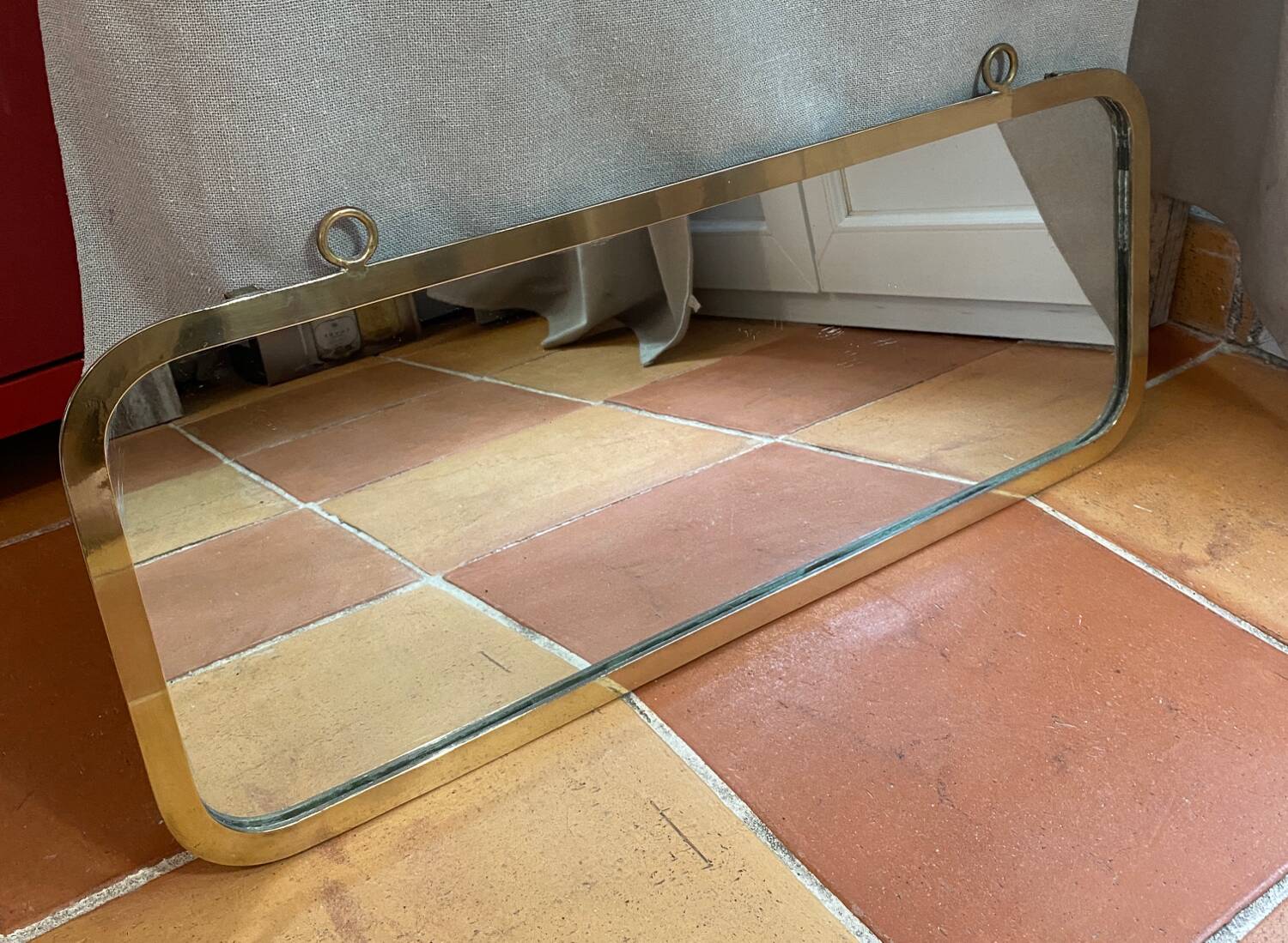 Grand miroir vintage en laiton