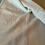 Old embroidered sheet, monogrammed linen ml