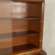 Classic two-piece Art Deco display cabinet from the 1930s with striking burl wood veneer