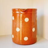 Beige polka dot enameled terracotta carafe