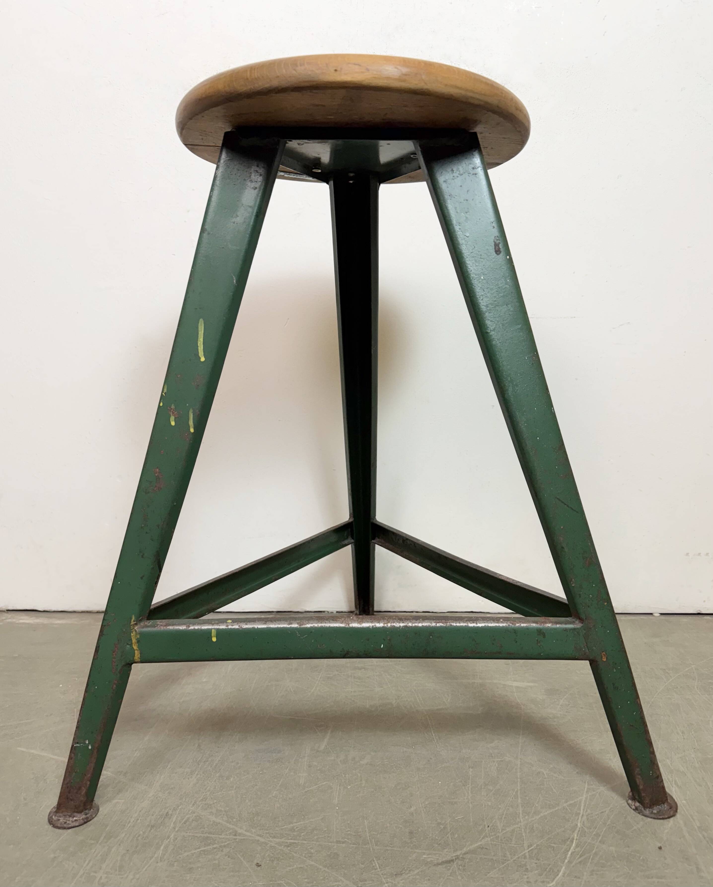 Green Industrial Workshop Stool, 1960s