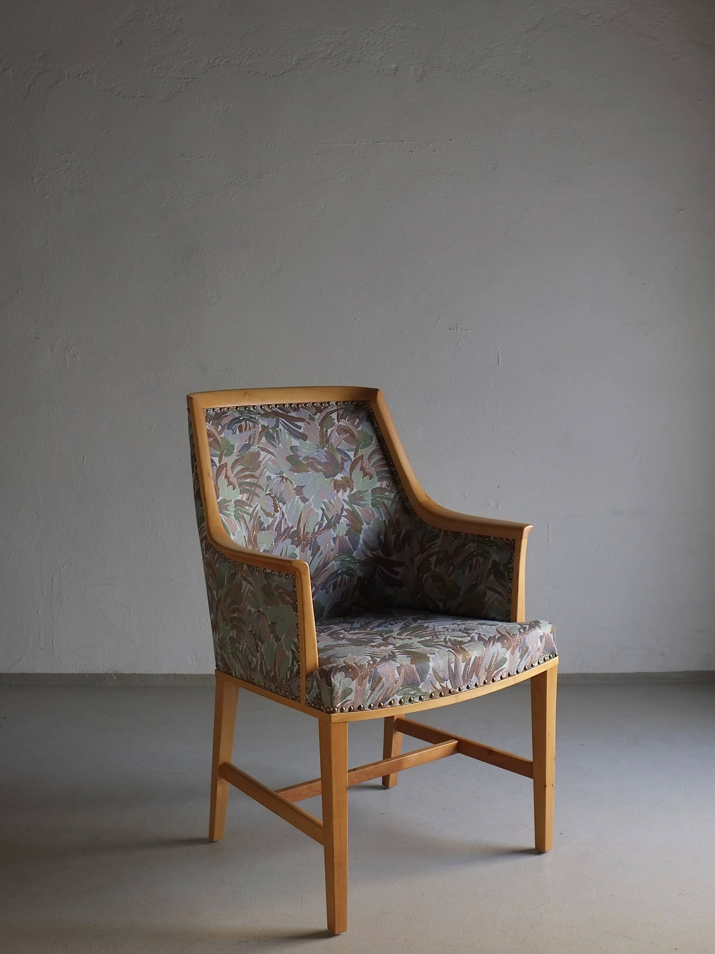 Swedish Grace floral birch wood armchair