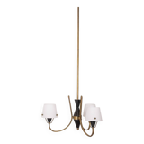 Vintage 50's chandelier with three lights in glass, italian design