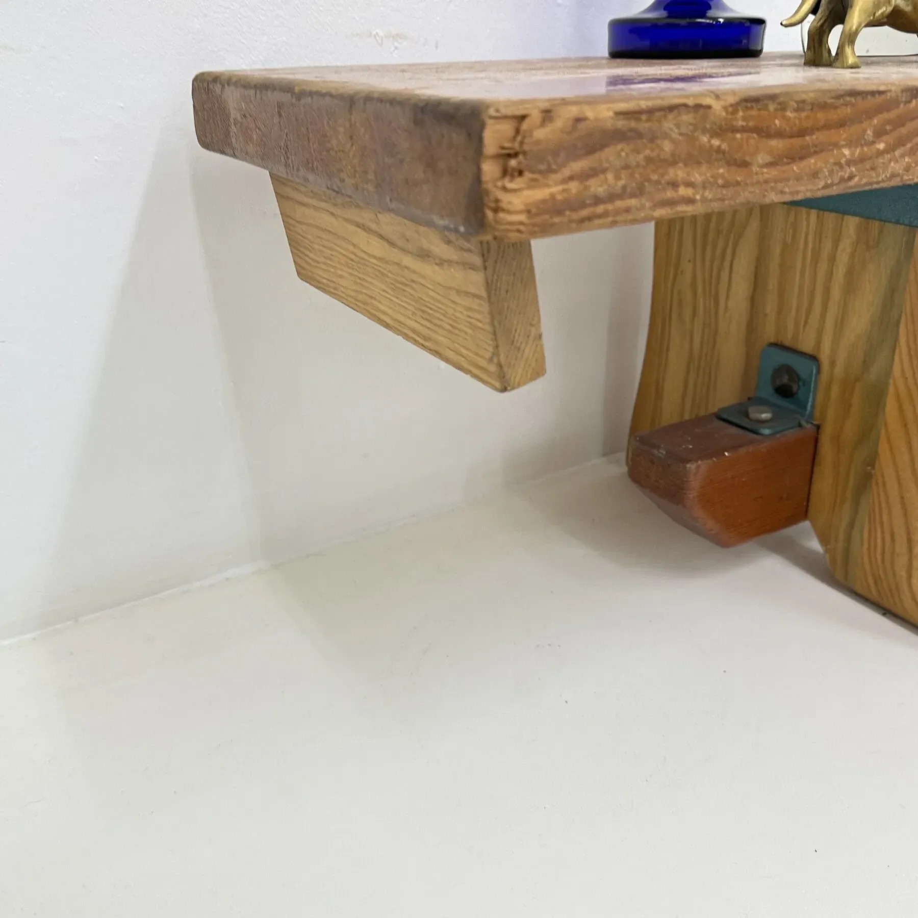 Vintage solid wooden school bench, 1970s