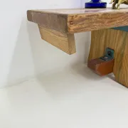 Banc d'école en bois massif vintage, années 1970