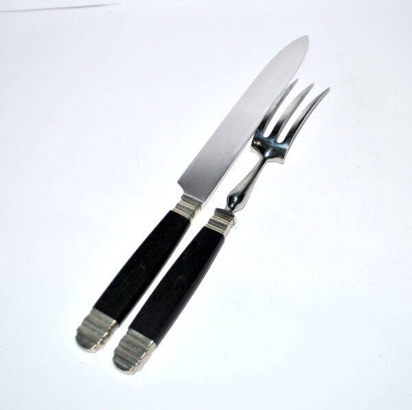 NILOX Stainless steel and ebony meat cover Empire knife + fork set