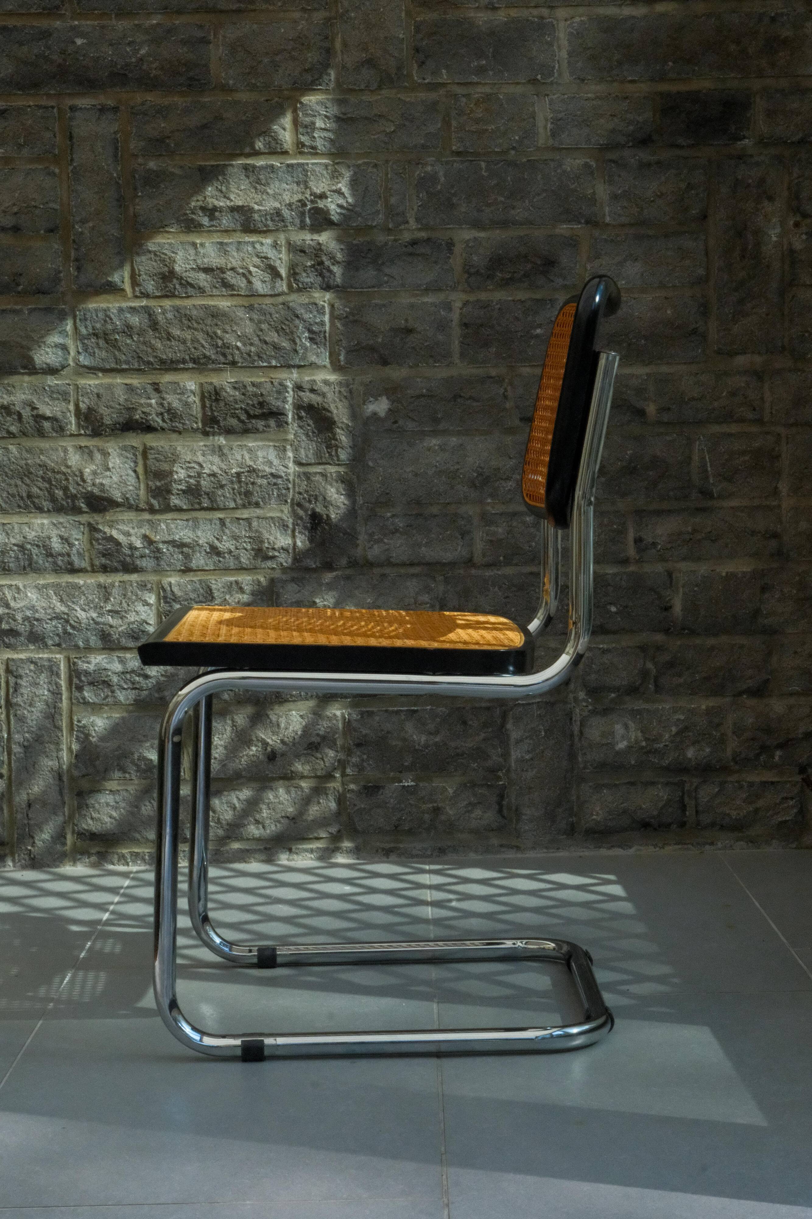 Pair of black Cesca chairs B32 Marcel Breuer