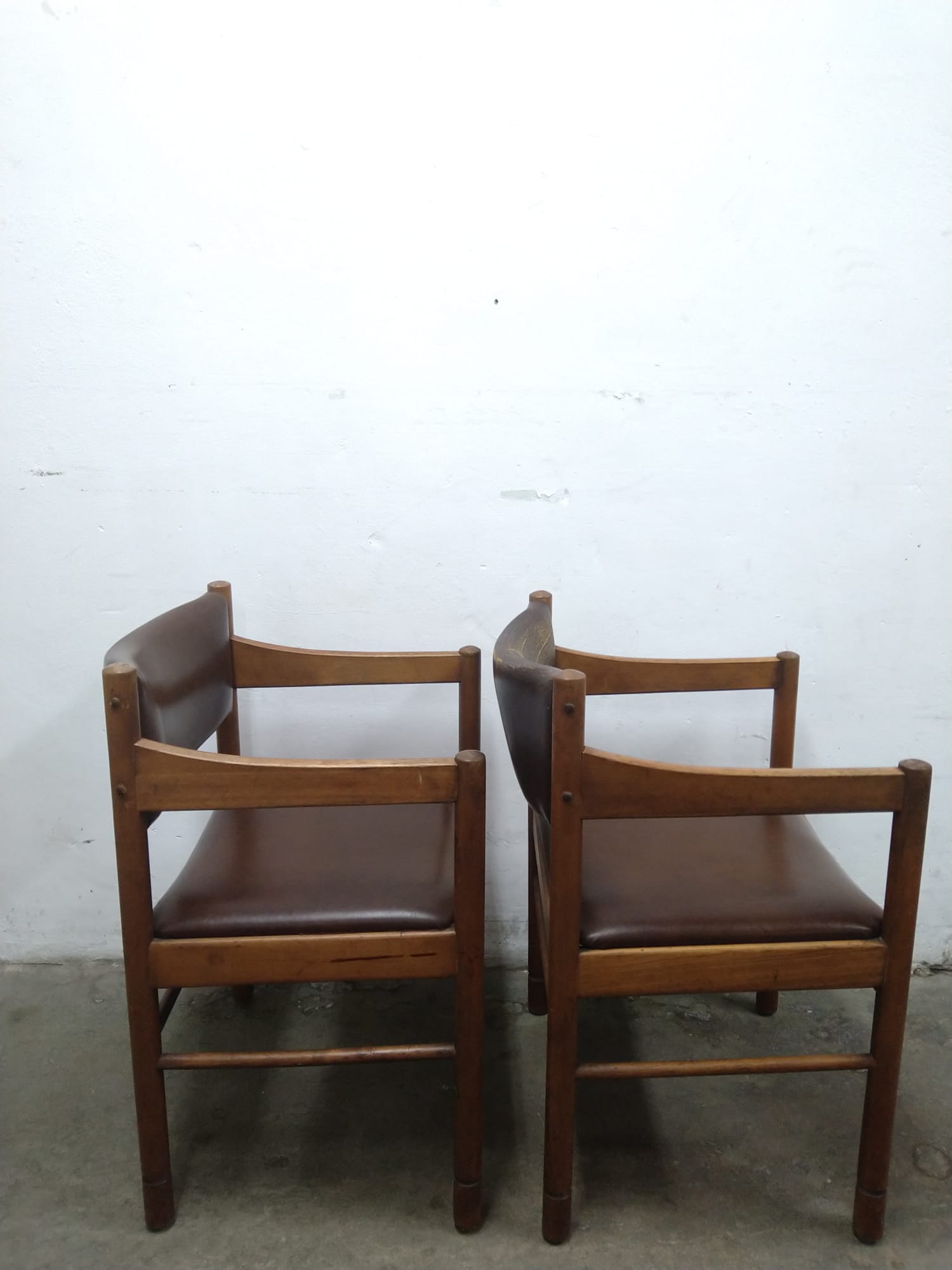 2 x Leather wood chairs