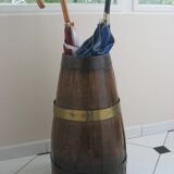 Porte-parapluie en bois et laiton ancien