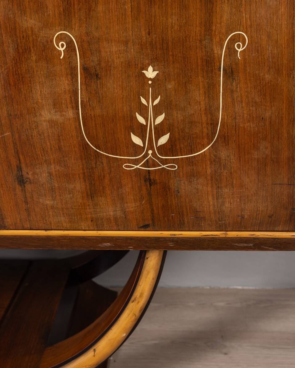 SIDEBOARD VINTAGE 30'S SIDEBOARD IN WOOD AND GLASS ITALIAN ART DECO DESIGN