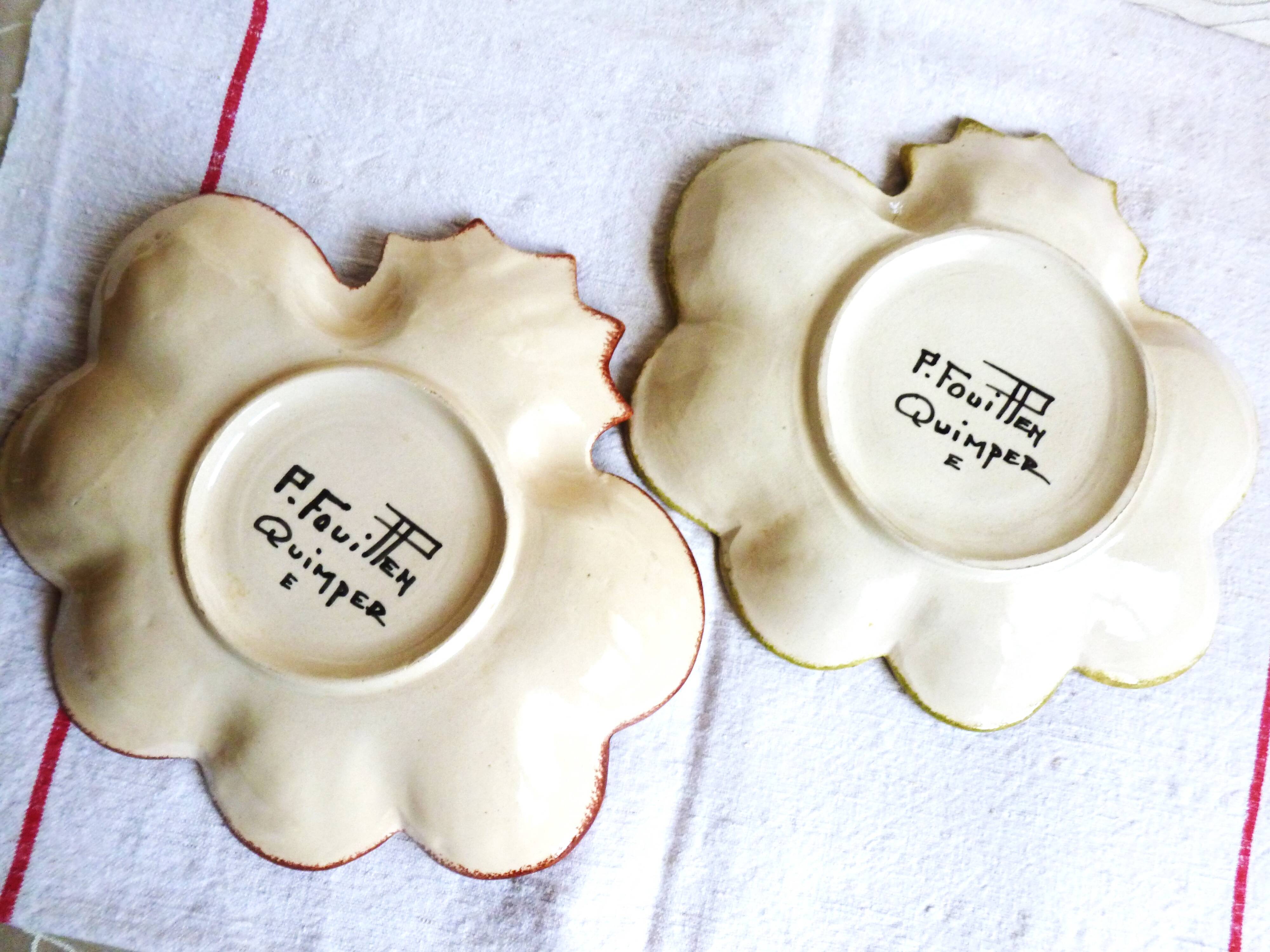 Quimper oyster plates, seafood plates, wall plate