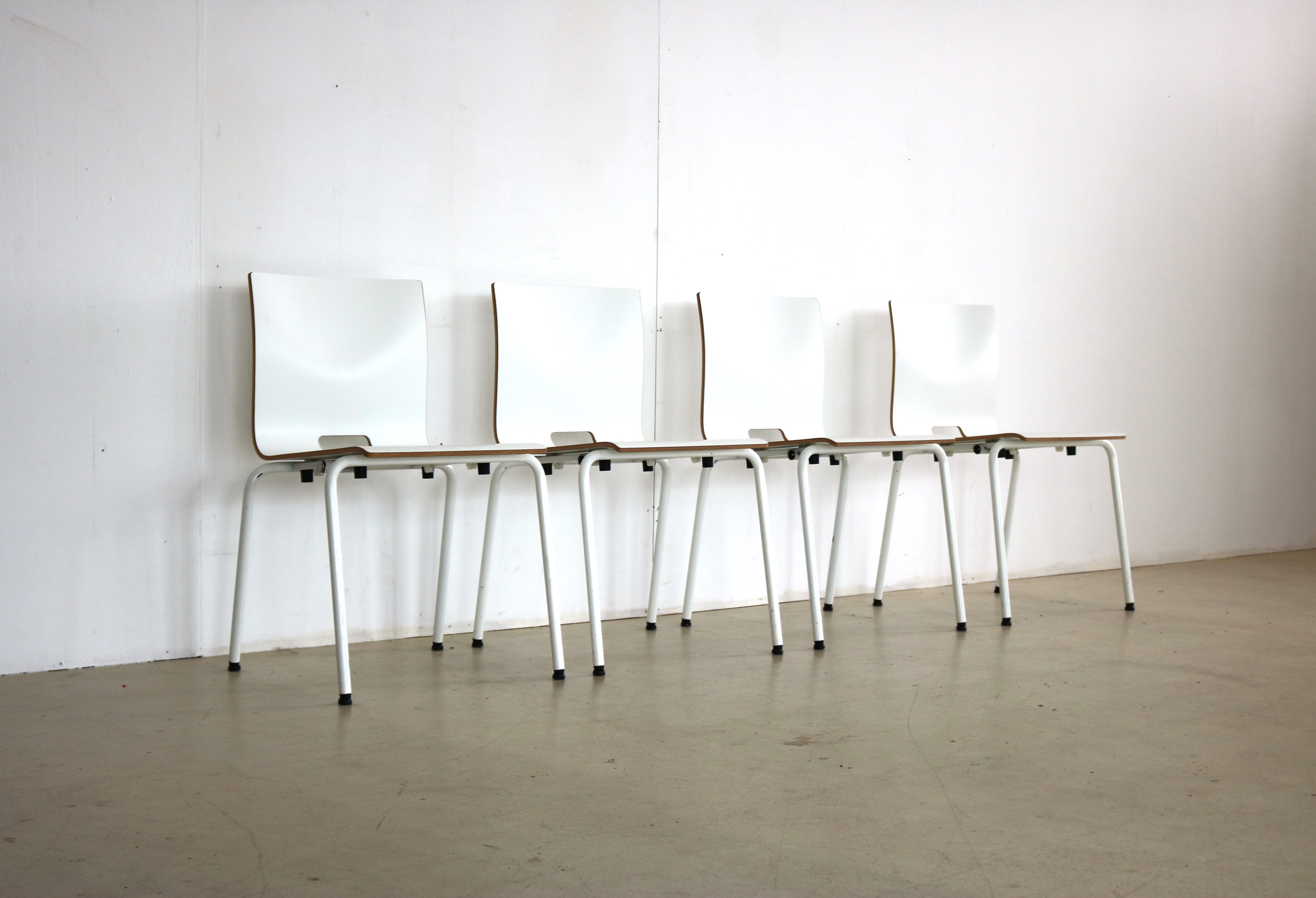 Set of 4 industrial stacking chairs